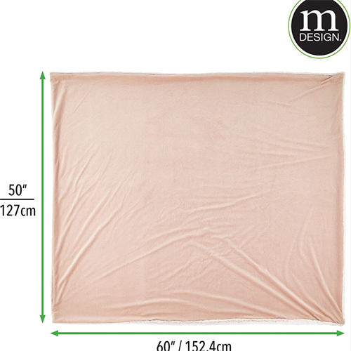 mDesign Big Soft Plush Faux Fur Blanket – Super Warm Fuzzy Luxury Polyester Throw Blankets for House – Bedroom, Living Room, Couch, Office, Ottoman or Dorm Room – Light Pink