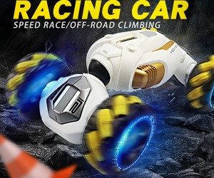 GD036 Twist Climbing Car Remote Control Toy Car Controllo dei gesti Stunt Car Ruota mecanum trasparente