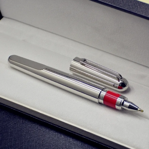 Grousshandel Top Luxus Kaddo Pen Héich Qualitéit M Serie Magnéitesch zougemaach Cap Rollerball Pen Kugelpenne Sëlwer a Grey Titan Metal Stationery Schreiwen Bürosmaterial