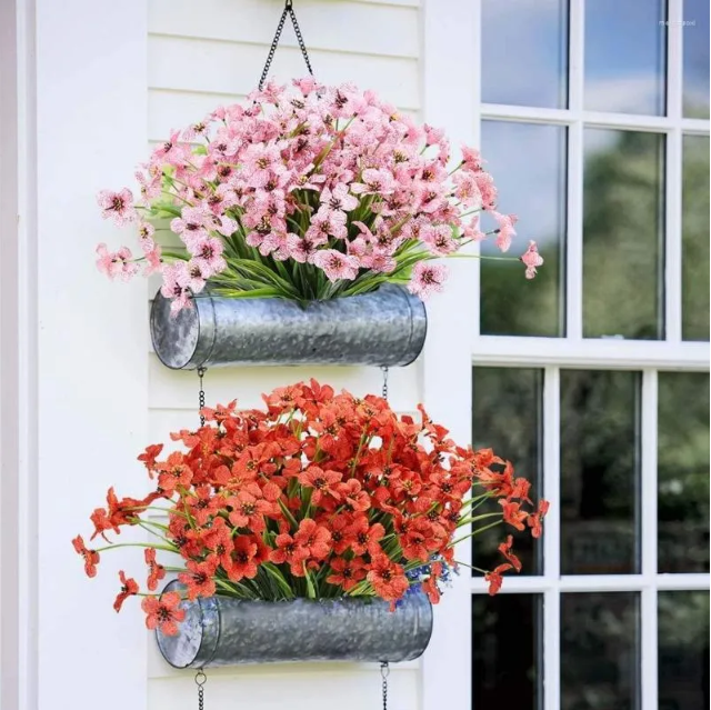 Decorative Flowers 1 Bundles Outdoor Artificial No Fade For Garden Porch Window Box Hanging Basket Decorating