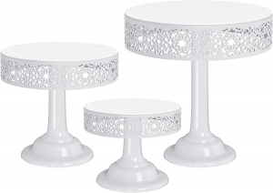 Suwimut Set of 3 Cake Stands, White Round Metal Cupcake Display Stand Dessert Cupcake Pastry Holders for Weddings, Tea Party, Birthday Party, Baby Shower, Anniversary, 12 Inch, 10 Inch, 8 Inch