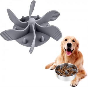 Slow Feeder Dog Bowls Insert, Cuttable Dog Slow Feeder with Suctions, Slow Eating Feeder Insert for Large Small Breed, Medium Size Dogs, Anti-gulping Cat Slow Feeder (Grey)