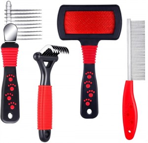 4 Pieces Pet Comb Dog Dematting Comb Poodle Brushes for Grooming Pet Cat Dematting Comb Cleaning Slicker Brush Pet Steel Comb Pet Grooming Tool Dematting Comb for Removing Hair Knots Dogs Pets