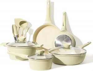 12pcs Pots and Pans Set, Nonstick Kitchen Cookware Sets, Induction Pots & Cooking Utensils Set, Garden Green
