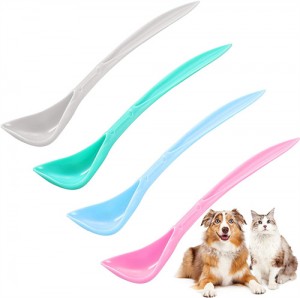 4 Pieces Pet Food Can Spoons Dog Cat Can Spoons Long Handle Dog Can Spoons Plastic Curved Design Pet Food Mixing Spoons