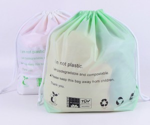 100% compostabili sacchetti di cordone per vestiti cù logo propiu