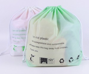 100% Compostable Custom Logo Aso Drawstring baagi