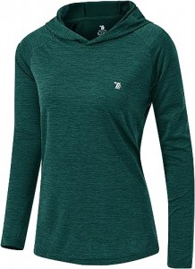 TBMPOY Womens UPF 50+ Sun Protection Hoodie Shirt Ogologo aka Azụ Azụ Hiking N'èzí UV uwe elu dị fechaa