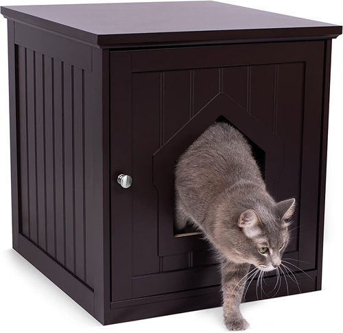BirdRock Home Decorative Cat House & Side Table – Cat Home Covered Nightstand – Indoor Pet Crate – Litter Box Enclosure – Hooded Hidden Pet Box – Cats Furniture Cabinet – Kitty Washroom