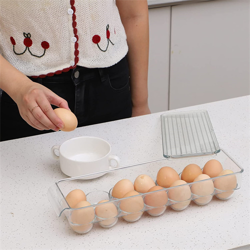 Cq acrylic Clear Plastic Egg Holder for Refrigerator,2 PACK Egg Storage Container Organizer Bin,Large Capacity Home Egg Fresh Storage Box With LId and Handle for Fridge,Stackable Deviled Egg Tray